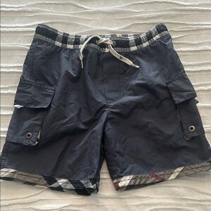 Burberry Navy and Plaid Kids Swim Trunks